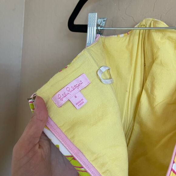 Lilly Pulitzer Crystal Skipping on Sunshine Yellow Pink Beaded Strapless Dress 4 - Picture 8 of 9